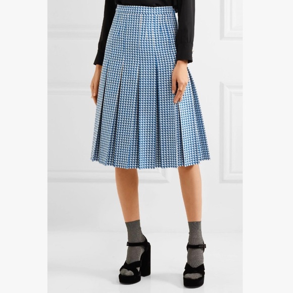 NWT Authentic Gucci Pleated Houndstooth Wool Skirt​ - Picture 1 of 12